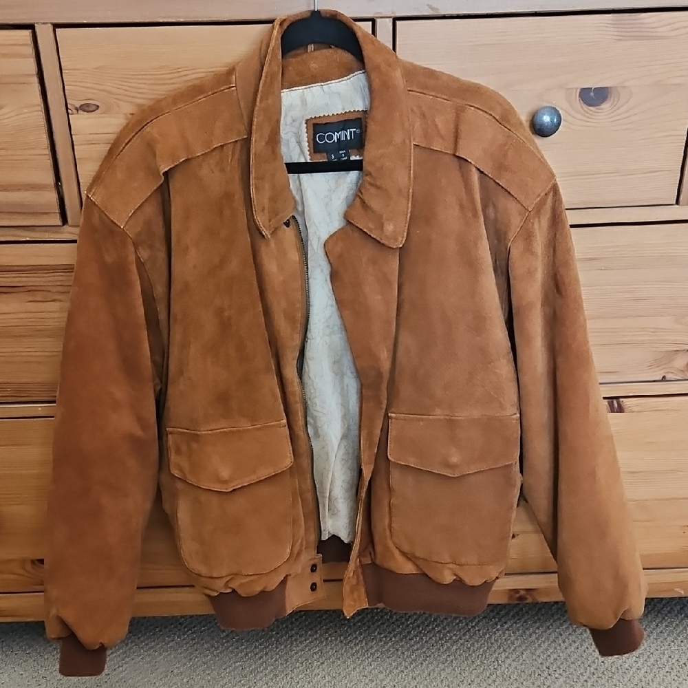Suede Bomber Jacket in Tan